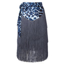 Womens Latin Dance Skirts Ballroom Dance  Performance Costume Lace-Up Fringed Hip Scarf Tassel Waltz Skirt