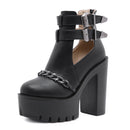 Gothic Buckle Strap Ankle Boots Women Platform Motorcycle Boots