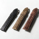 Handmade Head Layer Leather Strap 19 20 21 22MM Brown Black Leather Strap Bronze Watch Buckle