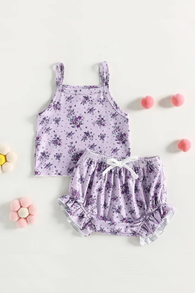 Summer Newborn Infant Baby Girls Clothes Sets Sleeveless Spaghetti Strap Floral Tops + Shorts Outfits Costumes