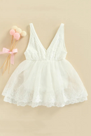 Summer Newborn Baby Romper Dress Princess Infant Toddler Mesh Hem Lace Sleeveless Solid V-neck Party Jumpsuit Tutu Dress