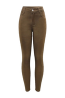 Brown Mid High Waist Cropped Jeans Woman Ultra Stretchy Skinny Denim Pants Jeans For Women Clothing