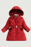Winter Girls Coat Keep Warm Thicken Kids Jacket Hooded Zipper Fur Collar Princess Outerwear Children Clothing