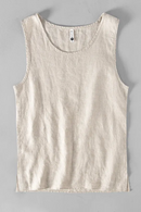 Linen Vest Men Summer Solid O-neck Sleeveless Waistcoat Simple Casual Loose Tess