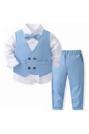 Autumn Baby Boy Clothing Set Blue Gentlemen Soild Long Sleeve TShirt+Pants Wedding New Year Kids Boy Outfits For 1-5Y Boy Suit