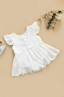 Baby Princess Romper Dress Clothes Summer Flying Sleeve Flower Lace Sweet Style Crew Neck Toddler Little Girls Lovely Clothing