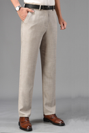 Men Trousers Casual Summer Flat Thin Loose High Waist Linen Pants Business Office Formal Suit Pants For Men