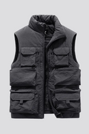 Men Winter Sleeveless Jacket Waistcoat Thick Warm Fleece Workear Cargo Vest Windbreaker Fashion Many Pocket Coat Men