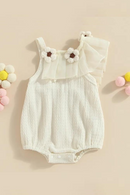 Newborn Baby Girl Romper Cotton Baby Girl Clothes Cute Sleeveless Crochet Flower Pleated Jumpsuits Outfits Sunsuit Baby Clothing