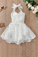 Infant Baby Girl Romper Dress Lace Tie-Up Halter Neck Sleeveless Backless Clothing Summer Casual Newborn Girl Princess Jumpsuits