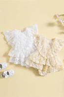 Infant Baby Girl Romper Dress Layered Ruffled Hem Summer Floral Lace Jumpsuit for Newborn Toddler Clothes