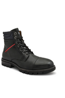 BLACK CAP TOE LACE UP BOOTS