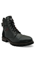 MEN BROWN CAP TOE SIDE ZIPPER BUCKLED BOOTS