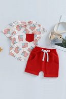 Independence Day Infant Baby Boys Clothes Suits National flag Short Sleeve Crew Neck T-Shirts Tops