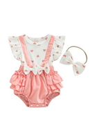 Summer Baby Rompers Clothing Infant Toddler Clothes Newborn Princess Heart Jumpsuits Headband Baby Girls Romper