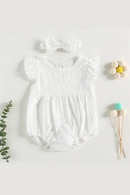 Summer Newborn Infant Baby Girls Clothes White Ruffle Sleeveless Floral Romper Toddler Jumpsuit Headband Outfits 0-18M