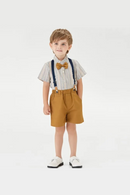 Summer Boy's Suit Bowtie Striped Brace Boys 2-piece Suit Set /Flower Boy Clothes/Boy Performance Suit
