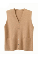 Mens Pure Cashmere Cardigan Waistcoat Autumn Winter V-Neck Young Knit Top High-End Jacket Vest Casual Sleeveless Sweater