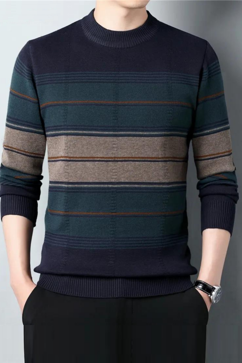 Casual O-Neck Striped Sweater Shirt Autumn Winter Knitwear Pullover Men Clothing Fashion Streetwear Jersey