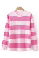 Basic Sweater Women Spring O-Neck Stripe Jumpers Long Sleeve Knit Pullover Oversized Curve Clothes