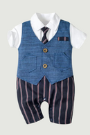 Infant Boys Summer Clothes First Birthday Wedding Toddler Romper Tie Toddler Jumpsuit Xmas Outfist