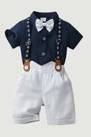 Wedding Party Kids Boy Clothing Suit Formal For 1-5 Year Infant Spring Classic Children Supender Outfits T-Shirt+Pants