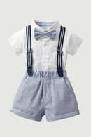 Children Summer Clothes Set Formal Gentlemen Wedding Birthday For 1-6 Years Spring Outfits TShirt+Pants Belt Costumes Handsome