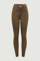 Brown Mid High Waist Cropped Jeans Woman Ultra Stretchy Skinny Denim Pants Jeans For Women Clothing