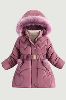 Winter Girls Coat Keep Warm Thicken Kids Jacket Hooded Zipper Fur Collar Princess Outerwear Children Clothing