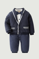 Winner Arrival Bowtie Decorated Warm Cotton Baby Boys 2-piece Suit Set/Children Winter Clothes/Baby Boy Romper Set