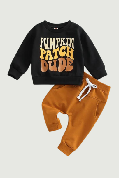 Toddler Infant Baby Boy Halloween Clothes Letter Print Long Sleeve Sweatshirt and Elastic Pants for Toddler Fall 2 Piece Outfits