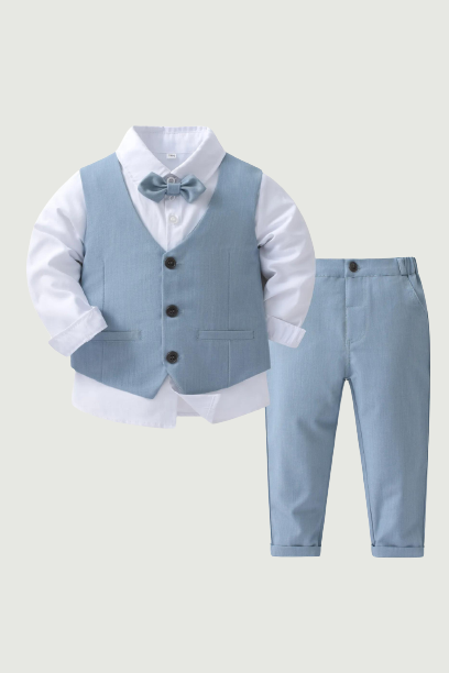 Kids Suits Boys Birthday Outfit Boys Toddler Bowtie Dress Children Blazer Blue Child Wedding Suit