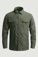 Summer Breathable Men Shirts Green Black Cargo Military Clothes Casual Blouse