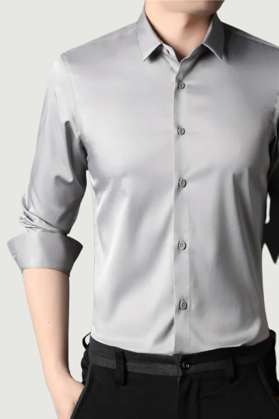 Smooth Fabric Shirt Men Clothes Autumn Winter New Arrival Luxury Social Blouse Business Casual Long Sleeve Shirts