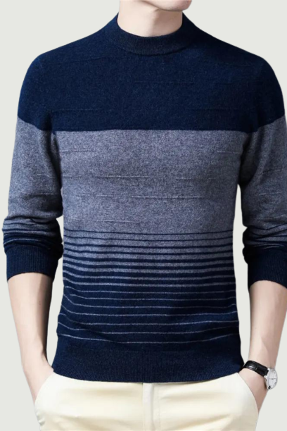 Wool Striped O-Neck Sweater Men Clothing Autumn Winter New Arrival Classic Pullover Pull Homme