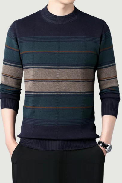 Casual O-Neck Striped Sweater Shirt Autumn Winter Knitwear Pullover Men Clothing Fashion Streetwear Jersey