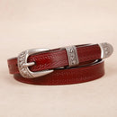 Women's Pin Buckle Belt Casual Leather Fine Vintage Pants for Women with Jeans