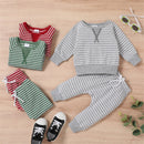 Baby All Over Striped Cotton Long-sleeve Pullover and Trousers Set