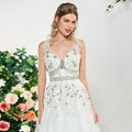 Dress elegant ivory sleeveless a line appliques sleeveless beading wedding dress