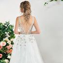 Dress elegant ivory sleeveless a line appliques sleeveless beading wedding dress