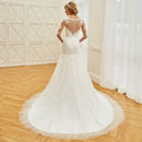 ivory mermaid appliques wedding dress long sleeves trumpet button floor length bridal outdoor church wedding dresses
