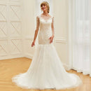 ivory mermaid appliques wedding dress long sleeves trumpet button floor length bridal outdoor church wedding dresses