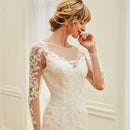 ivory mermaid appliques wedding dress long sleeves trumpet button floor length bridal outdoor church wedding dresses