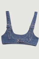 Denim Split Joint Buckle Split Joint Wide Strap Belt Personality Women Tide All-match Spring