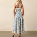 Floral Embroidery Mid Dresses for Women Halter Sleeveless Vacation Dress Female Summer