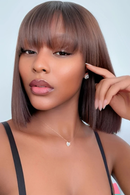 Short Pixie Straight Bob With Bangs Lace Closure Human Hair Wigs For Women Remy Hair