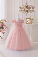 Bridesmaid Dress For Girls Long Tulle Flower Kids Wedding Party Pageant First Communion Ball Gown 3-10 Years