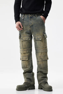 Retro Straight Leg Jeans Men's Autumn Winter Trousers Thickened Cotton Casual