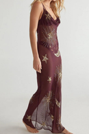 Beach Holiday Dresses Backless Slim A-line Robe Sequin Embroidery Perspective Suspender Women Long Dress