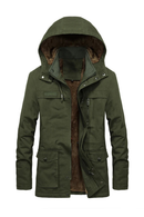 Winter Fleece Parkas Men Cotton Army Green Windbreaker Coat Male Detachable Hood Jacket Man